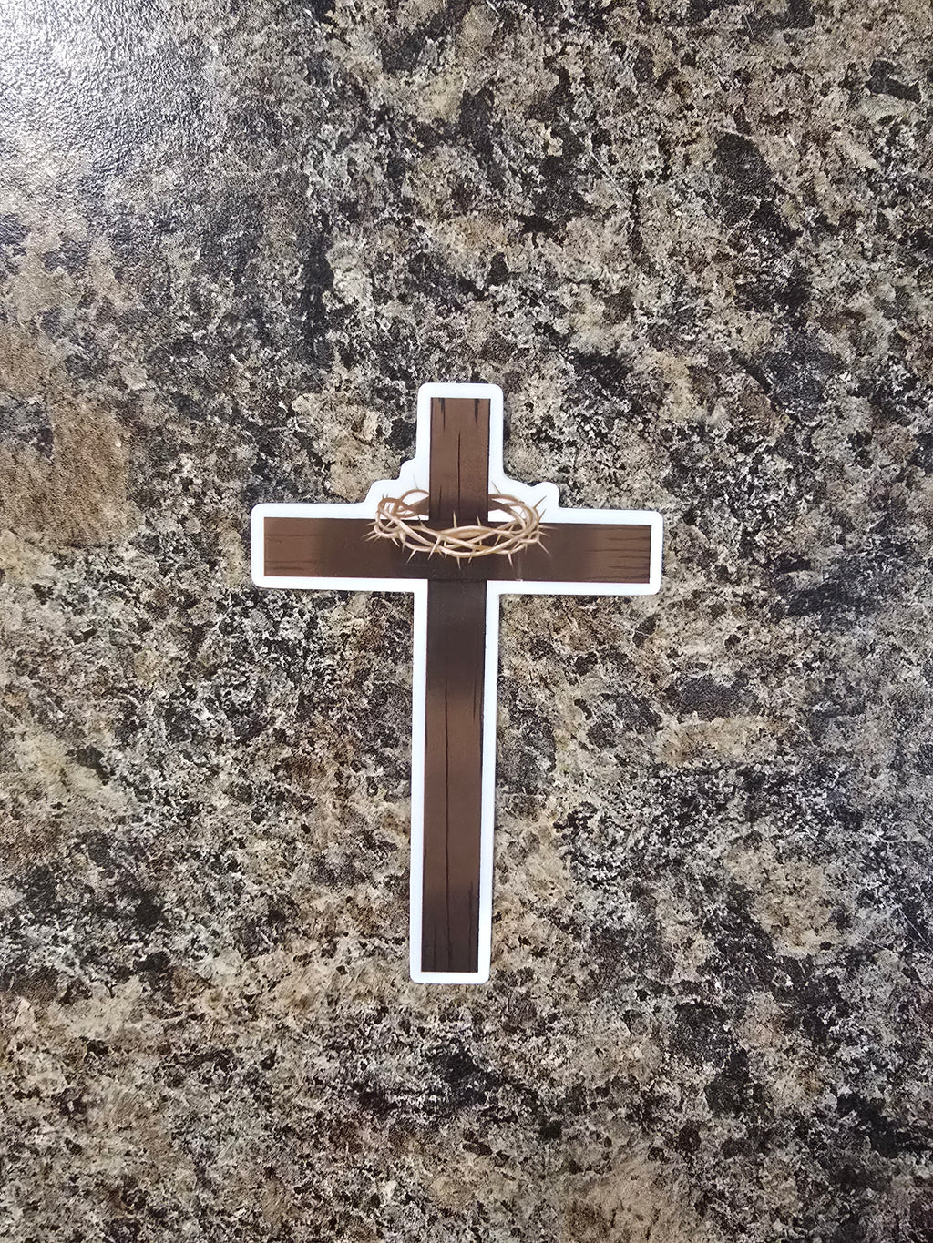Wood cross sticker