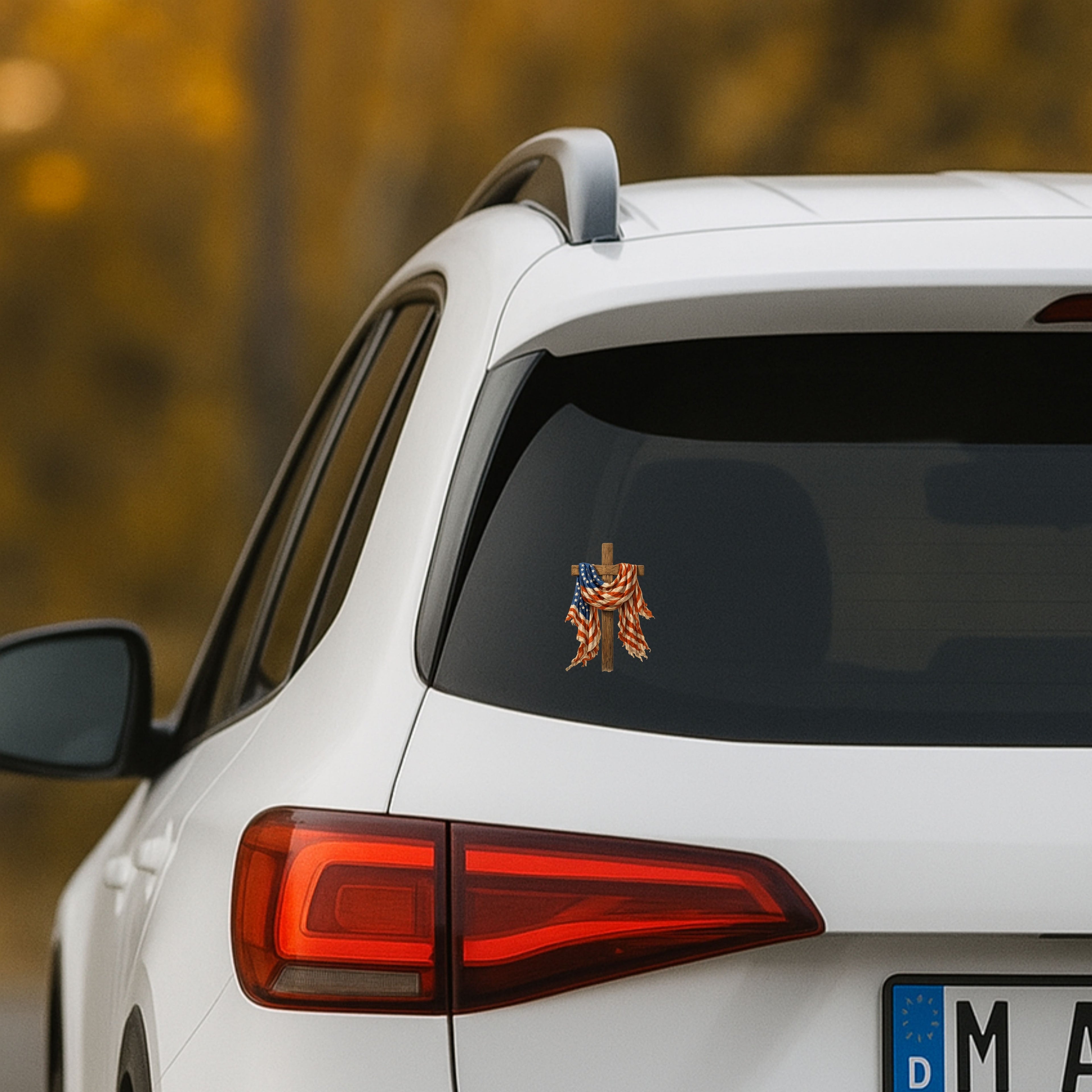 God and country cross sticker