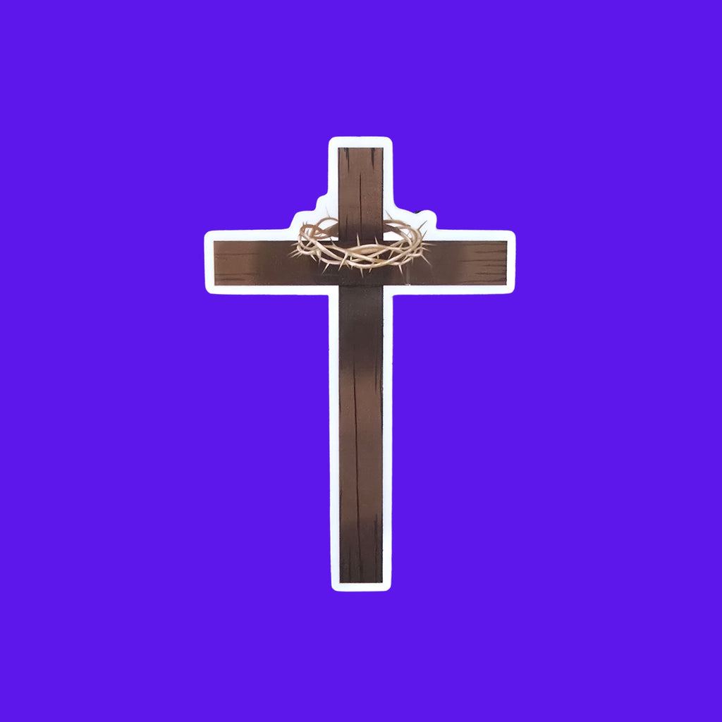 Wood cross sticker