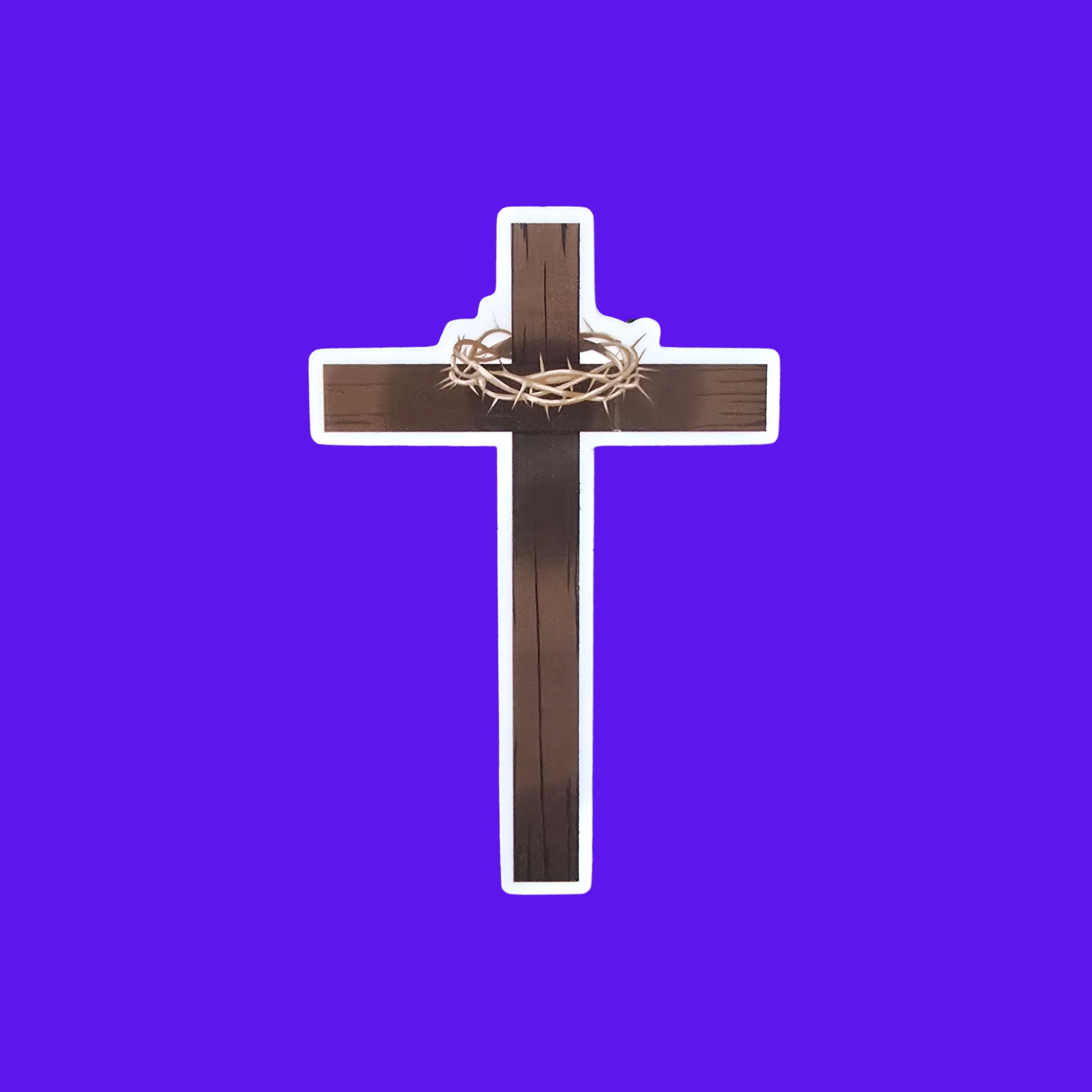 Wood cross sticker