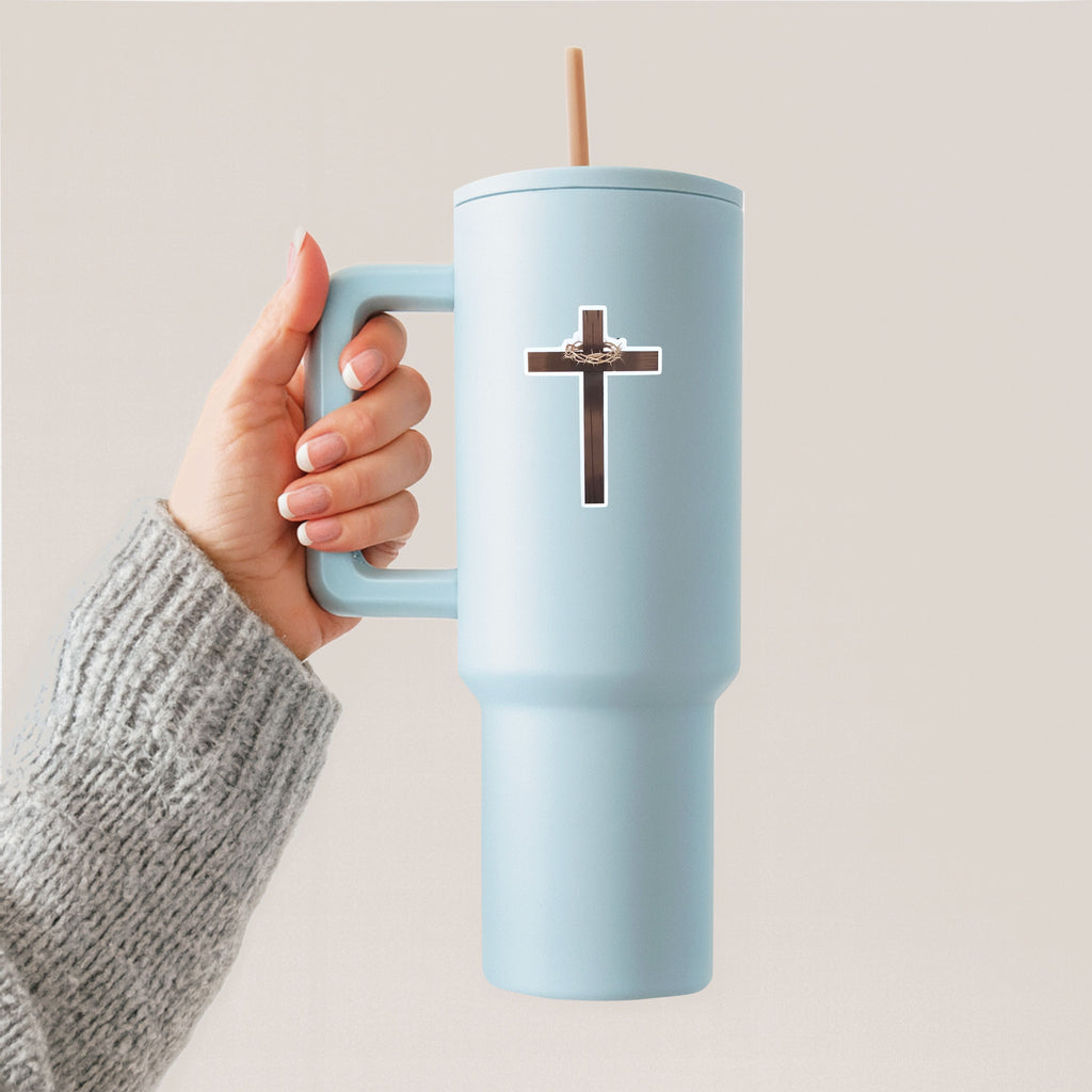 Wood cross sticker