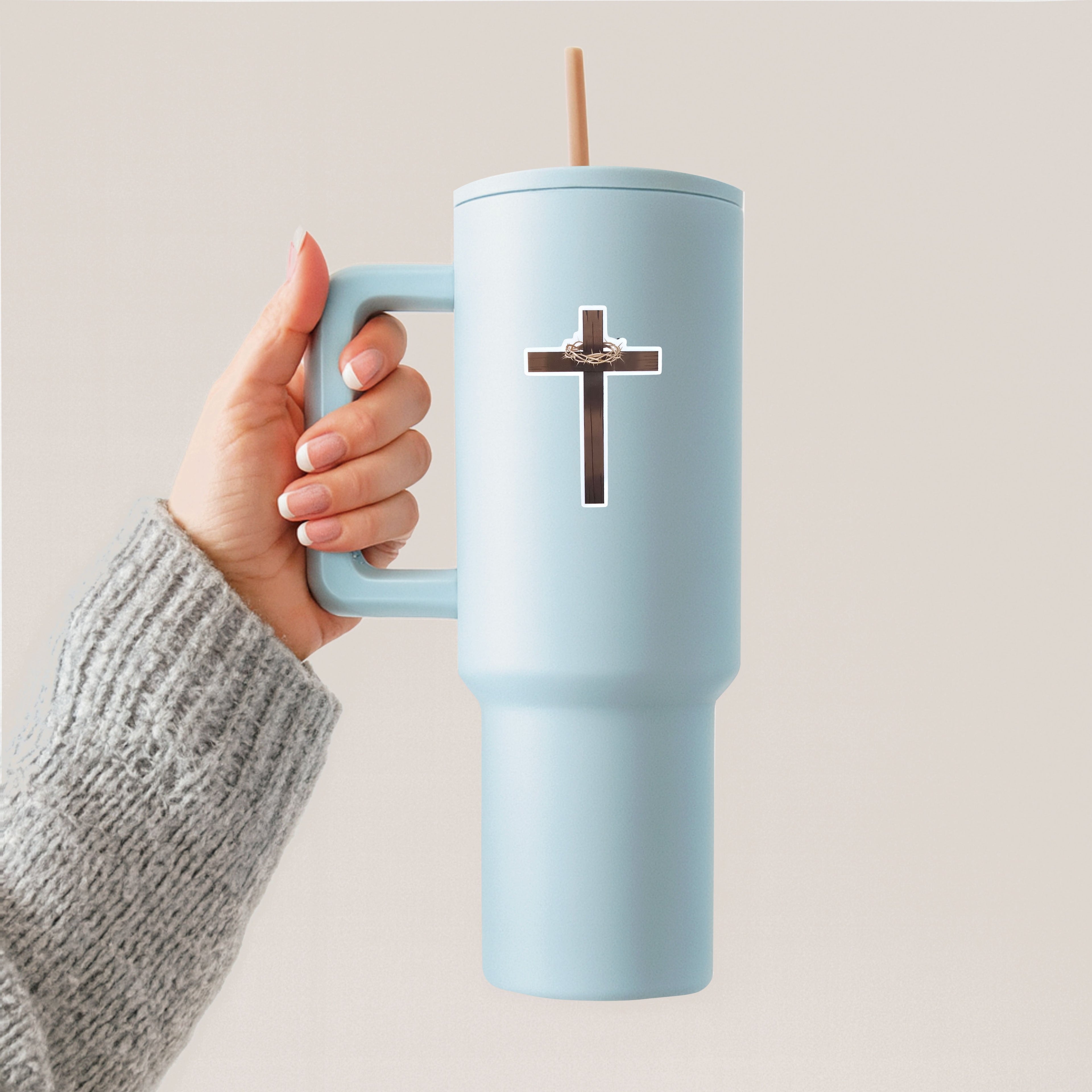 Wood cross sticker